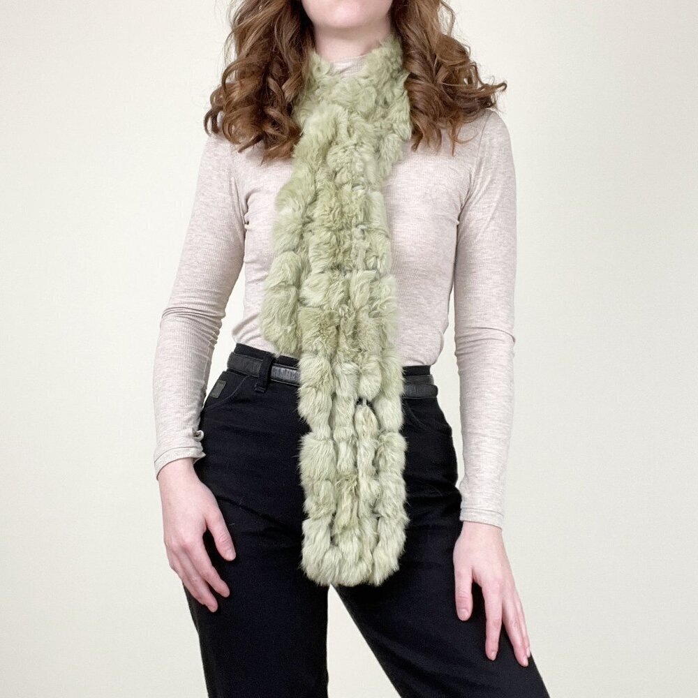 Vintage 100% Rabbit Fur Scarf Long Eclectic Old Money Quirky Quiet Luxury Gradma
